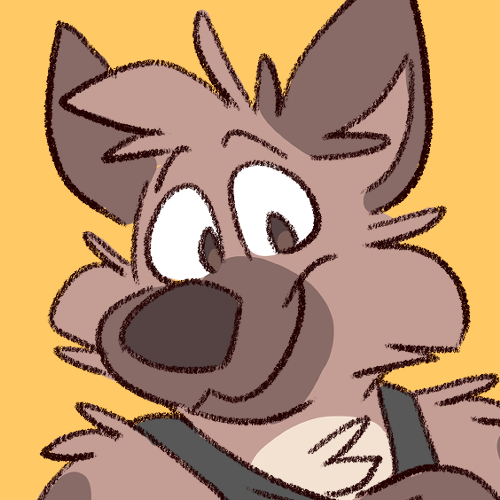 Profile picture of Mushy the hyena wearing a black tank top.
